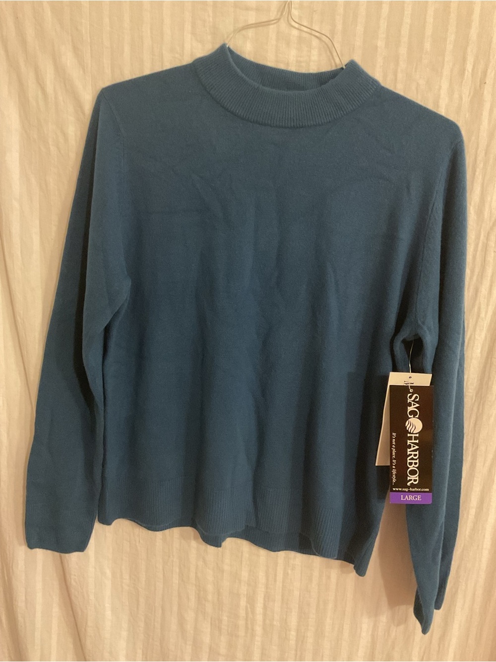 Sag Harbor Teal Mock Neck Sweater - Women's Large